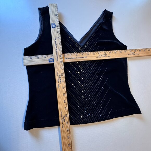 Adrianna Papel Evening Velvet Top Sz Med Black Beaded Cropped Special Occasion - Picture 4 of 8